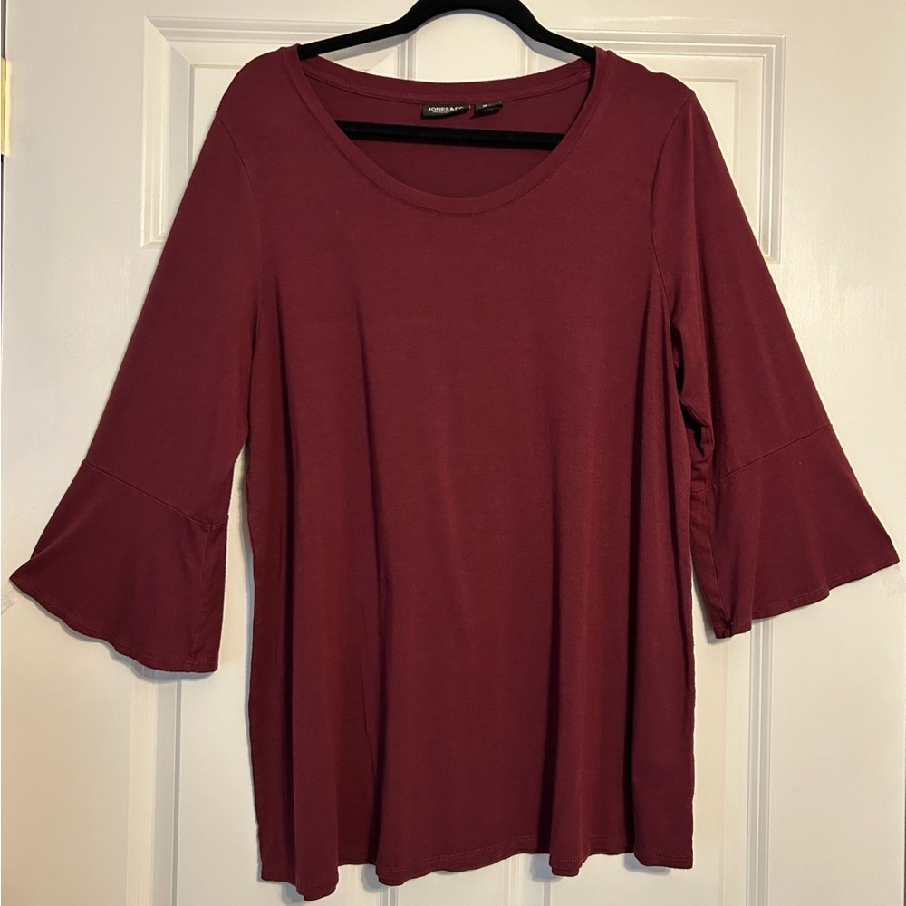 Catherines Rich Burgundy Flare Sleeve Top